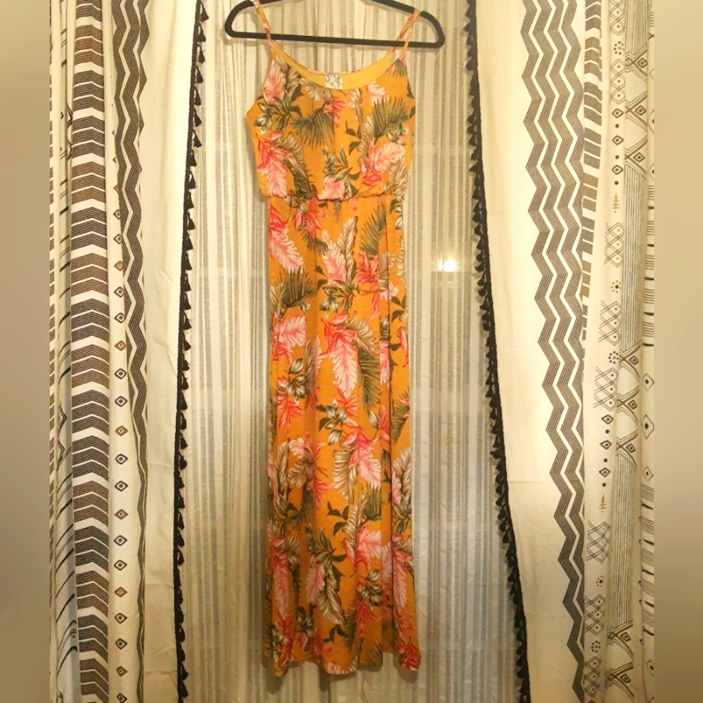 Yellow Gold Floral Beachy Maxi